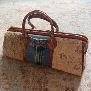 Vintage Denim Patchwork Doctor's Satchel - Clever Carriage Company
